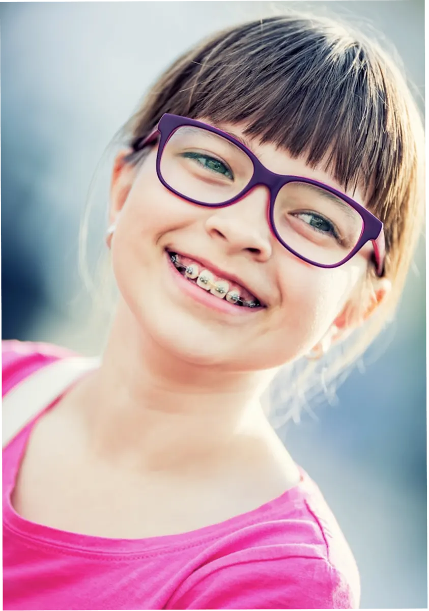 Girl smiling with braces