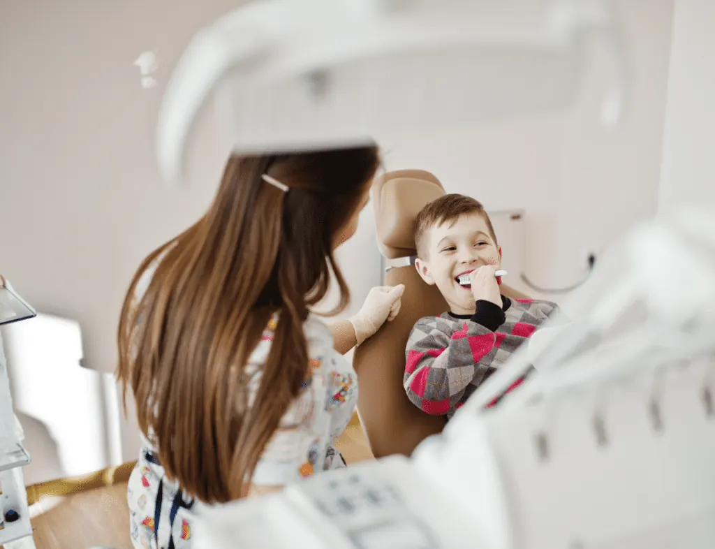 Child at a dental care visit