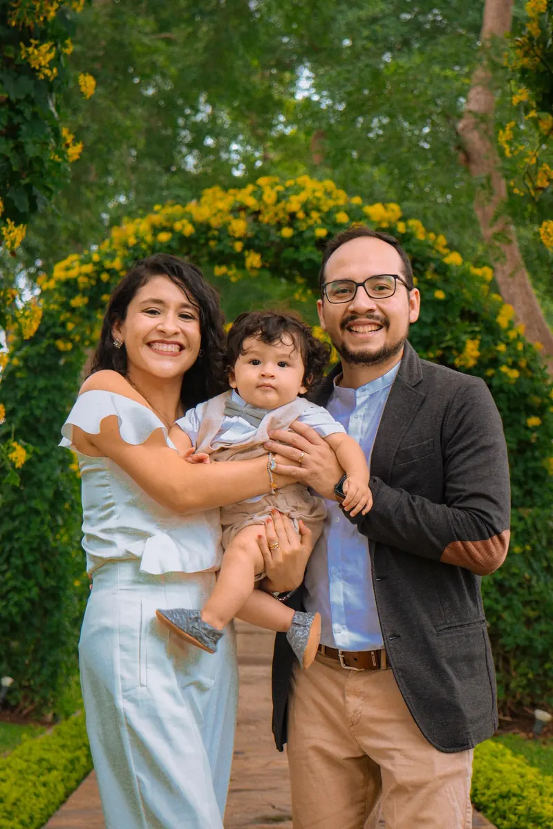 A family smiling together